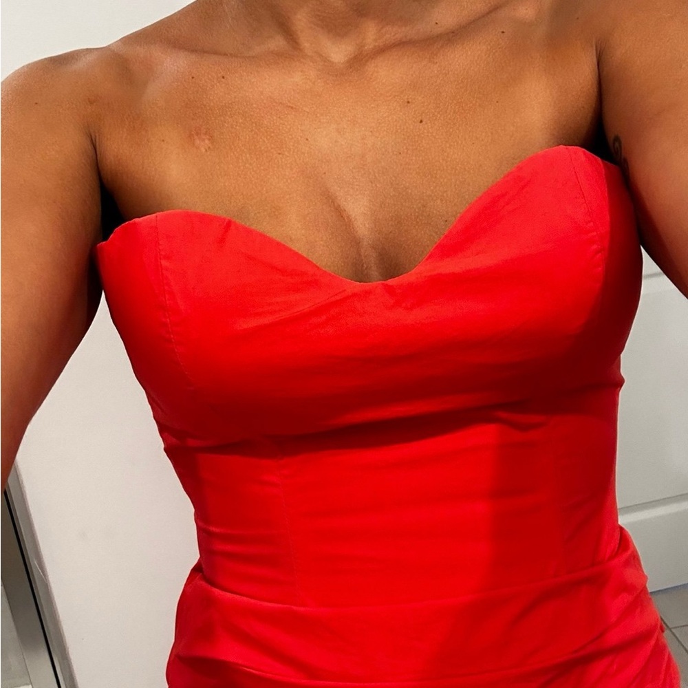 Red Strapless Sweetheart Bodycon Dress